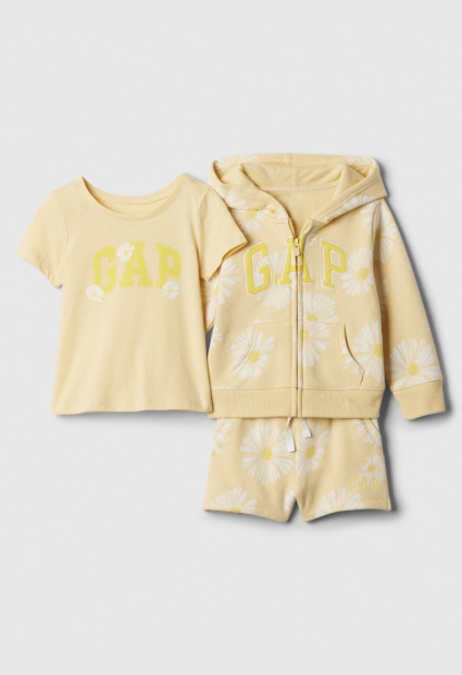 Детский комплект GAP толстовка, шорты и футболка 1159844256 (Желтый 2)
