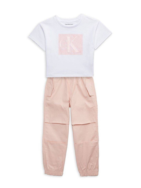 Детский комплект Calvin Klein футболка и штаны 1159860557 (Белый/Розовый 5) на рост 107-114 см