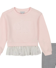 Дитячий комплект Calvin Klein світшот та легінси 1159839607 (Рожевий/Сірий 2T)