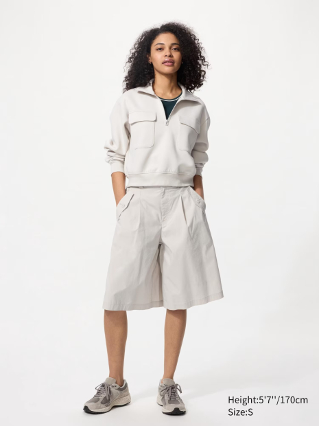 Женский костюм UNIQLO укороченная толстовка и шорты Bermuda 1159842737 (Серый S)