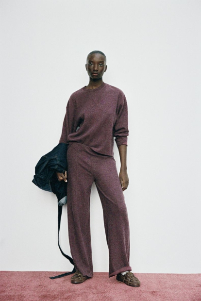 Женский костюм ZARA свитер и штаны 1159842928 (Бордовый S)