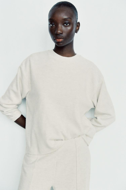 Женский костюм ZARA свитер и штаны 1159842943 (Молочный L)