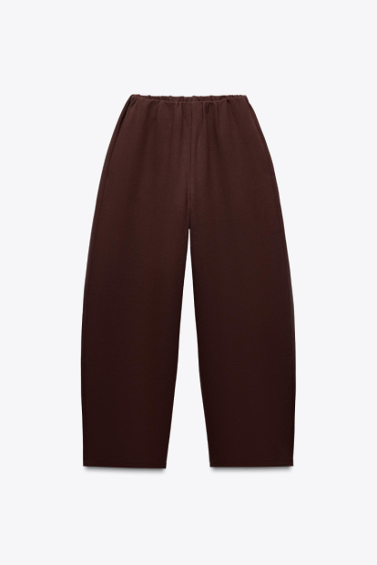 Женский костюм ZARA лонгслив и штаны-бананы 1159842952 (Бордовый S)