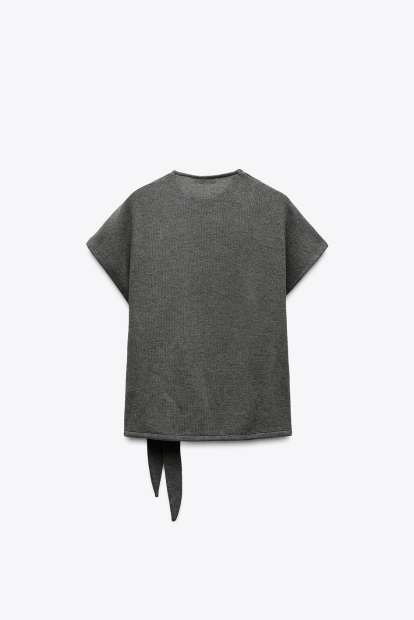 Женский вязаный костюм ZARA футболка и юбка 1159842954 (Серый S)