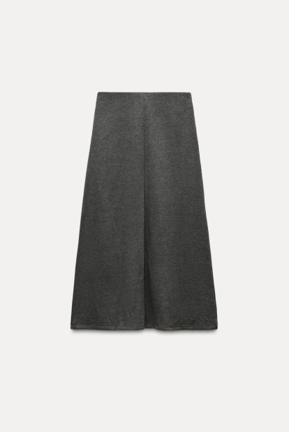 Женский вязаный костюм ZARA футболка и юбка 1159842954 (Серый S)