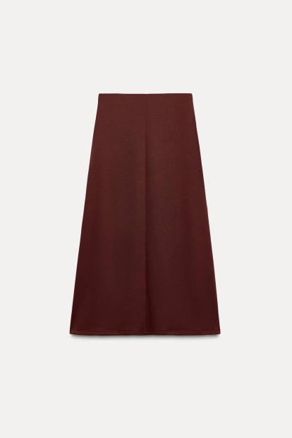 Женский вязаный костюм ZARA футболка и юбка 1159842957 (Бордовый S)