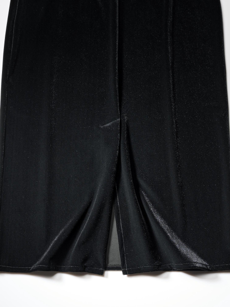 Женский велюровый костюм UNIQLO лонгслив и юбка 1159854329 (Черный M)