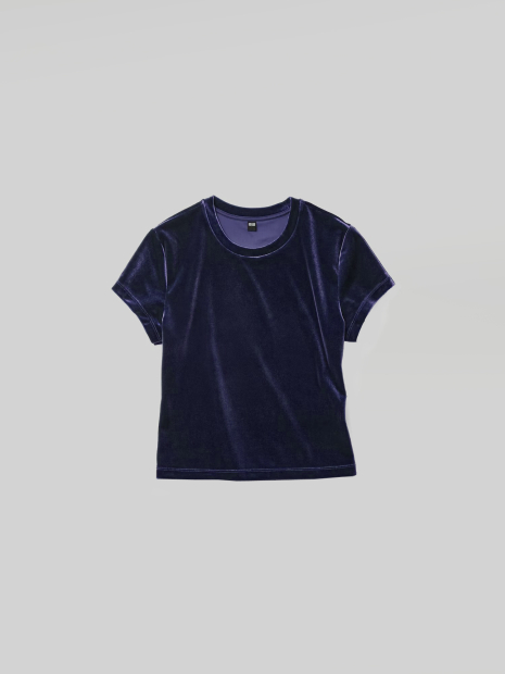 Женский велюровый костюм UNIQLO футболка и штаны 1159854781 (Синий M)