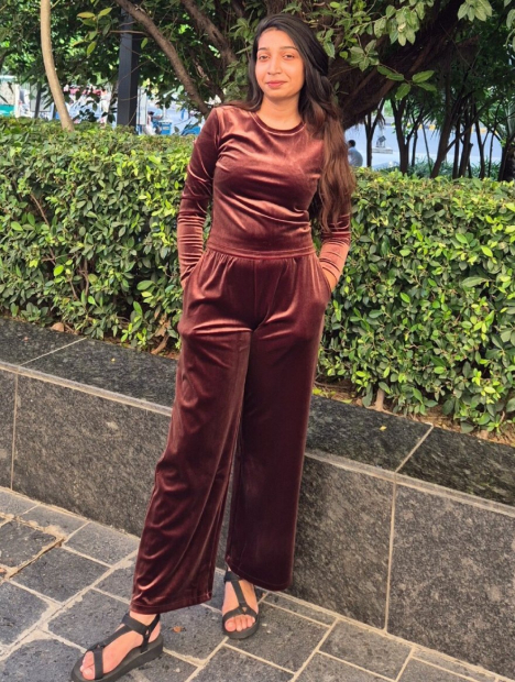 Женский велюровый костюм UNIQLO футболка и штаны 1159855638 (Коричневый M)