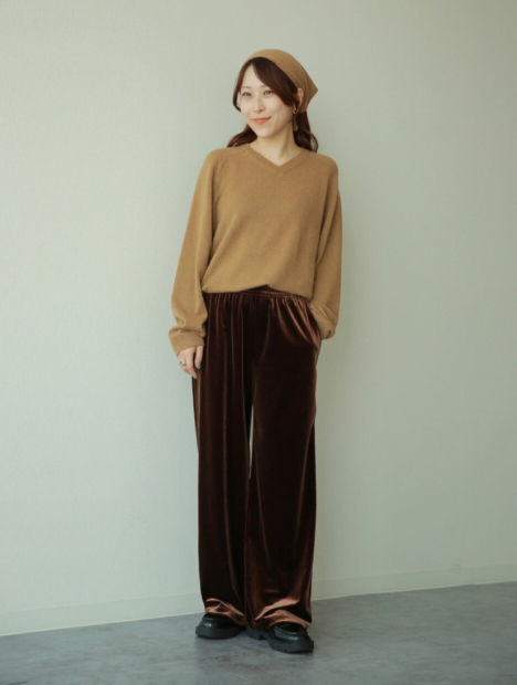 Женский велюровый костюм UNIQLO футболка и штаны 1159855638 (Коричневый M)