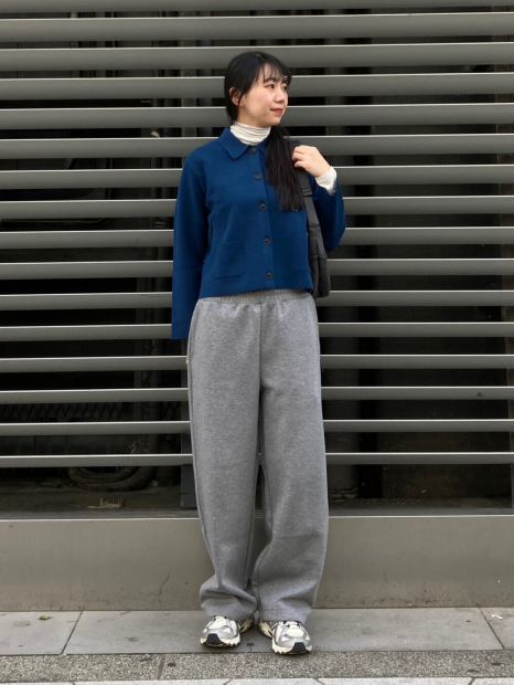 Вязаный женский костюм UNIQLO куртка-рубашка и штаны 1159855549 (Синий XL)