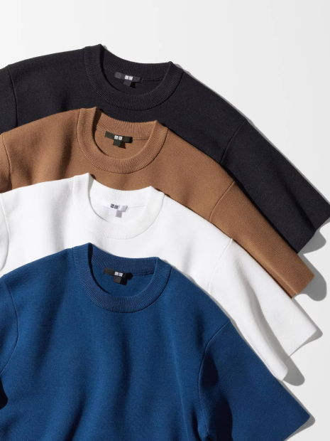 Вязаный женский костюм UNIQLO футболка и штаны 1159855641 (Синий L)