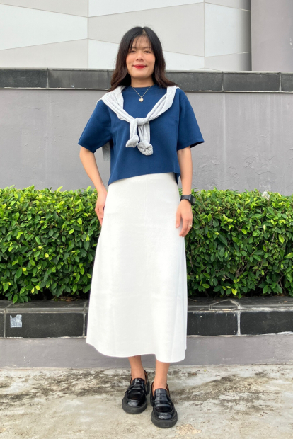 Вязаный женский костюм UNIQLO футболка и штаны 1159855641 (Синий L)