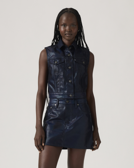 Женский джинсовый костюм Levi's жилетка и юбка 1159856483 (Синий XS/26)