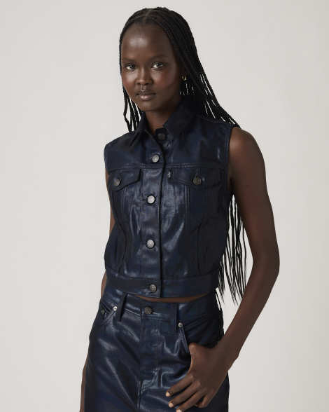 Женский джинсовый костюм Levi's жилетка и юбка 1159856483 (Синий XS/26)