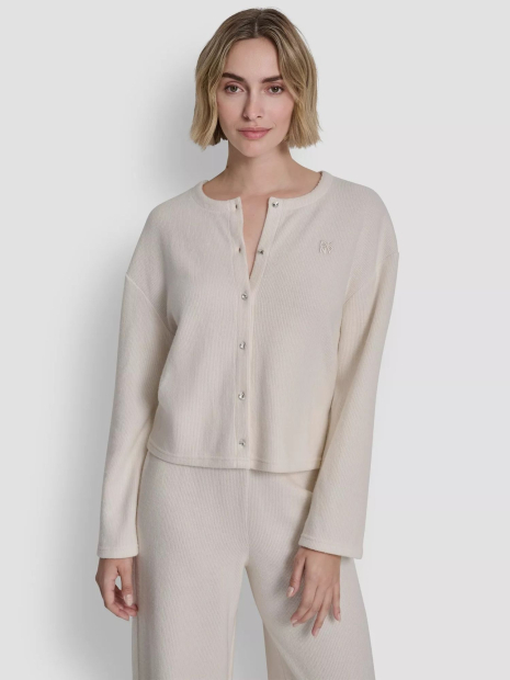 В'язаний жіночий костюм DKNY Jeans кардиган та штани 1161040926 (Молочний M)