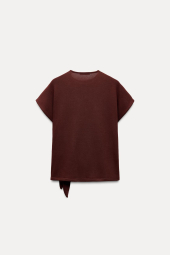 Женский вязаный костюм ZARA футболка и юбка 1159842957 (Бордовый S)
