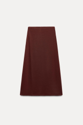 Женский вязаный костюм ZARA футболка и юбка 1159842957 (Бордовый S)