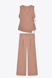 Женский легкий костюм ZARA топ и штаны 1159842963 (Оранжевый XL)