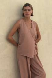 Женский легкий костюм ZARA топ и штаны 1159842963 (Оранжевый XL)