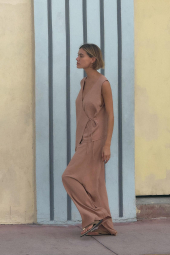 Женский легкий костюм ZARA топ и штаны 1159842963 (Оранжевый XL)