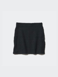 Женский вязаный костюм UNIQLO укороченный кардиган и мини юбка 1159842991 (Черный XXL)