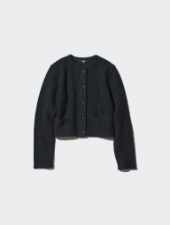 Женский вязаный костюм UNIQLO укороченный кардиган и мини юбка 1159842991 (Черный XXL)