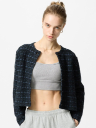 Женский вязаный костюм UNIQLO укороченный кардиган и мини юбка 1159843011 (Синий XS)