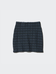 Женский вязаный костюм UNIQLO укороченный кардиган и мини юбка 1159843011 (Синий XS)