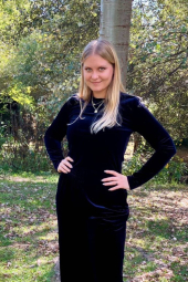 Женский велюровый костюм UNIQLO лонгслив и юбка 1159853726 (Синий S)