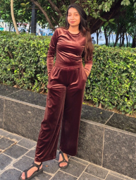 Женский велюровый костюм UNIQLO футболка и штаны 1159855638 (Коричневый M)