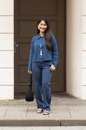 Вязаный женский костюм UNIQLO куртка-рубашка и штаны 1159855549 (Синий XL)