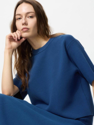 Вязаный женский костюм UNIQLO футболка и штаны 1159855641 (Синий L)