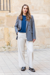 Вязаный женский костюм UNIQLO футболка и штаны 1159855641 (Синий L)