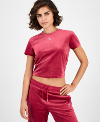 Жіночий велюровий комплект Guess футболка та толстовка 1161675209 (Рожевий XS)