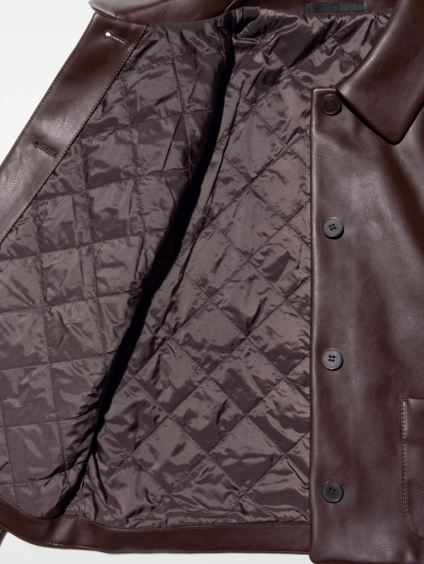 Куртка з екошкіри UNIQLO на гудзиках 1159854027 (Коричневий XXL)