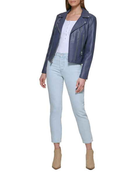 Жіноча куртка з екошкіри Levi's на блискавці 1159857561 (Синій XL)