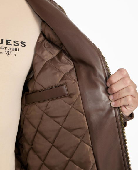 Чоловіча куртка Guess з екошкіри 1159858079 (Коричневий XL)