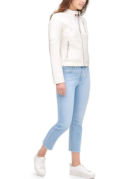 Женская куртка из экокожи Levi's на молнии 1159858542 (Молочный 1X)