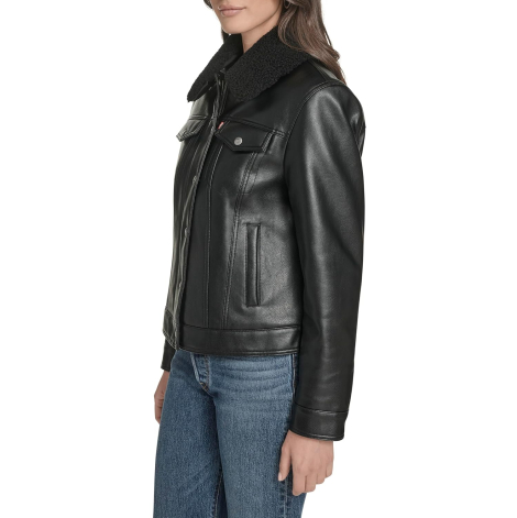 Куртка из экокожи Levi's с воротником из искусственной овчины 1159860629 (Черный L)
