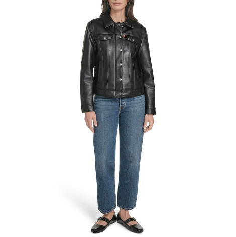 Куртка из экокожи Levi's с воротником из искусственной овчины 1159860629 (Черный L)
