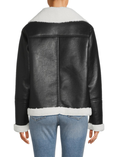 Женская куртка из экокожи Calvin Klein с отделкой из шерпы 1159860975 (Черный M)