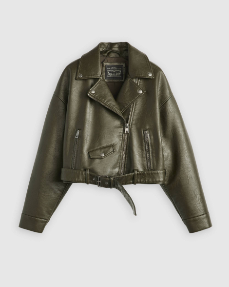 Женская куртка из экокожи Levi's на молнии 1159863565 (Зеленый XL)