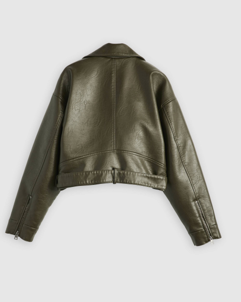 Женская куртка из экокожи Levi's на молнии 1159863565 (Зеленый XL)