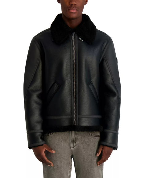 Мужская куртка из экокожи Karl Lagerfeld Paris с искусственным мехом 1159864038 (Черный M)