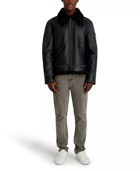 Мужская куртка из экокожи Karl Lagerfeld Paris с искусственным мехом 1159864038 (Черный M)