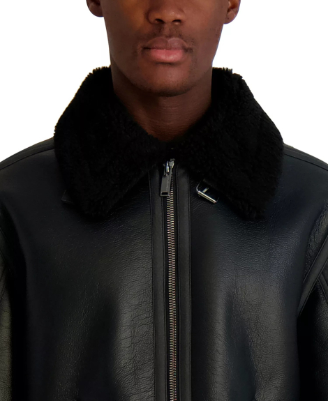 Мужская куртка из экокожи Karl Lagerfeld Paris с искусственным мехом 1159864038 (Черный M)