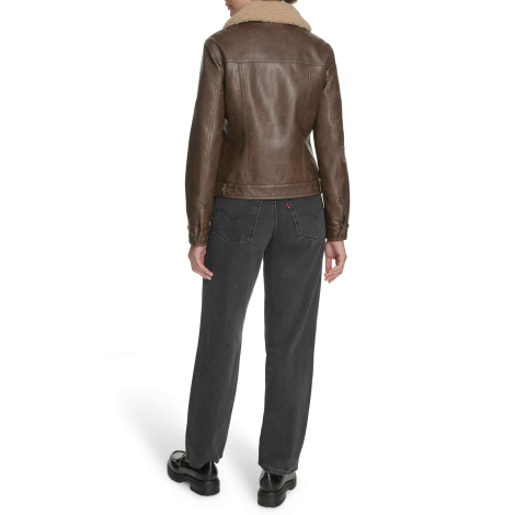 Куртка из экокожи Levi's с воротником из искусственной овчины 1159864164 (Коричневый L)