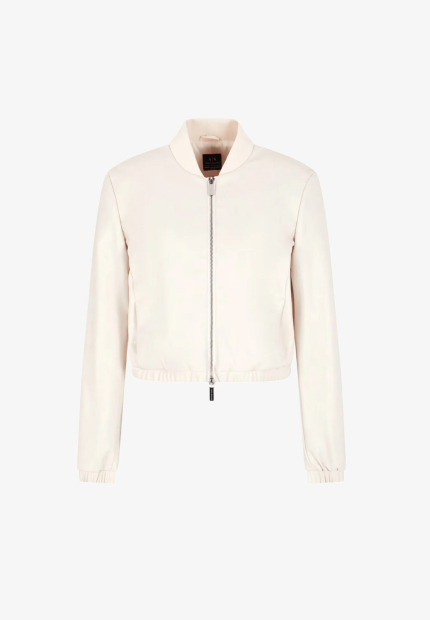 Женская куртка-бомбер Armani Exchange из экокожи 1161822625 (Молочный XL)
