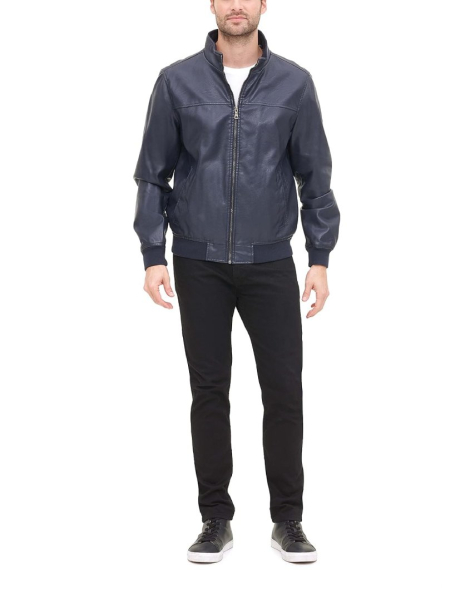 Мужской бомбер Tommy Hilfiger куртка из экокожи 1162393319 (Синий L)